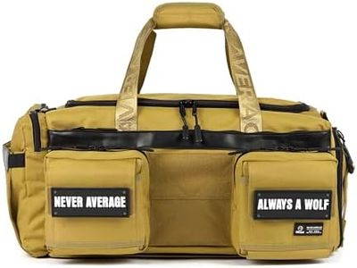 WOLFpak Ultimate 40L Gym & Travel Duffle Bag for Men & Women | Heavy-Duty Gear Bag w/Durable Waterproof 1000D Oxford Material | Hard Shell Base, Laptop Sleeve, Custom Patch Options | (Khaki)