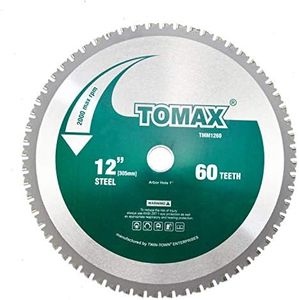 TOMAX 12 Inch 60 Tooth Industrial Level Steel and Ferrous Metal Saw Blade with 1 Inch Arbor