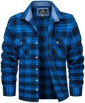 MAGCOMSEN Button Down Shirt Men Thermal Long Sleeve Shirt Big and Tall Mens Flannel Shirts Long Sleeve Shirts Plaid Shirt Corduroy Shirts Bright Blue