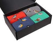 SeriouslySillySocks Men Bamboo Crew Socks Garden Birds Gift Boxed 4 Pairs Lg - XL Multicoloured Soft (XL 11-14)