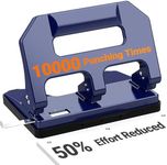 3 Hole Punch Heavy Duty, AFMAT 3 Hole Puncher for Binder, 10000+ Punching Times, 40-Sheet Three Hole Punch, Metal Hole Puncher 3 Ring, 50% Reduced Effort, Bulit-in S.S. Paper Guide, Blue