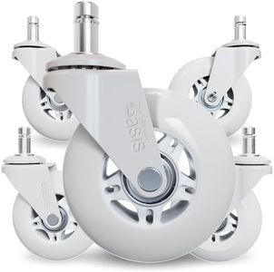 The Office Oasis Original Roller Style Office Chair Wheels (As Seen On PBS) - Smooth & Quiet Casters - Safe for Hardwood Floors & Carpet - Easy Install with Universal Fit - Set of 5 - White