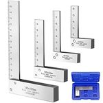 XUNTOP 4PCS Machinist Square 2, 3, 4 and 6 inch Squares Combinations 90-Degree Right Angle Engineer Set Hard Steel Angle Ruler Ideal for Precision Layout and Measurement Work