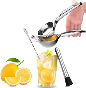 Lemon Squeezer, Long Spoon & Muddler for Cocktails – 3-Piece Cocktail Set | Sturdy Stainless Steel, Dishwasher Safe, Easy to Use for Mixing Refreshing Summer Drinks, Old Fashioned, Lemonade, Mocktails