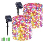 Solar String Lights, 2 Pack 55Ft 150 LED Solar Christmas Fairy Lights, 8 Modes Waterproof Outdoor Fairy Lights for Xmas Tree, Garden, Yard, Party, Outdoor Christmas Decorations(Multicolor)