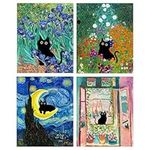 Mowana 4pack Diamond Painting Kits for Adults, Black Cat Diamond Art Kits for Adults Kids Beginners, 5D DIY Full Drill Round Diamond Paintings for Gift and Home Wall Decor (11.8x15.7inch)