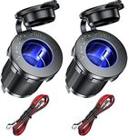 KEWIG 12V Cigarette Lighter Socket with Blue LED, Waterproof Cigarette Lighter Socket Replacement DIY Kit for Car Boat Marine Motorcycle ATV RV Truck Golf Cart and More, 2 Pack