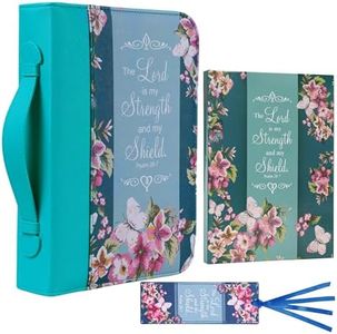 Faithful Hers Bible Cover Case for Women 3pcs Bible Bag Set with Notebook and Bookmark Woman PU Leather Book Carrying Case for Lady Bible Case Christian Gifts for Christmas Thanksgiving Day