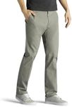 Lee Mens Extreme Motion Flat Front Slim Straight Pant, Gravel, 30W x 32L