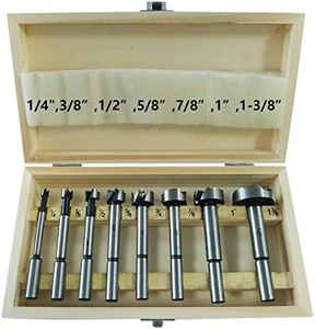 Forstner Bit Set 8 Piece,BASYNOL Wood Drilling Bits with Round Shank