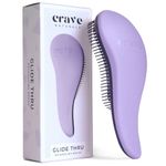 Crave Naturals Glide Thru Detangling Brush for Adults and Kids Hair. Detangler Hairbrush for Curly, Straight, Wet or Dry Hair. Hair Brushes for Women. Styling Brush. (PURPLE)