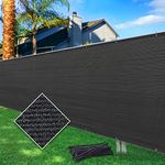 Cisvio 5ftx50ft Fence Privacy Screen Heavy Duty 170 GSM Windscreen Fabric Privacy Screen Covering Mesh Fencing For Decorative Fences Outdoor Patio, Backyard, Pool, Deck, Black