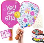 Sportbit Kids Pickleball Paddles Set of 2 - Child Size Pickleball Paddles for Kids Small and Lightweight - Carbon Fiber Youth Pickleball Paddle Set with 2 Paddles, Bag and Ball for Children Under 12