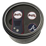 Team Golf MLB Atlanta Braves Gift Set Switchfix Divot Tool with 3 Double-Sided Magnetic Ball Markers, Patented Single Prong Design, Causes Less Damage to Greens, Switchblade Mechanism