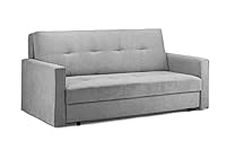 Honeypot Sofabed - Viva 3 Seater Sofabed with Storage - Grey Fabric Couch with Pull Out Double Sofabed | Setup Included | Made in EU | Built to Last (3 Seater, Grey)