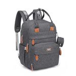 BabbleRoo Baby Changing Bag Backpack, Nappy Changing Back Pack Diaper Bags with Changing Mat & Pacifier Holder for Mom & Dad (Dark Grey)