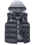 Wantdo Men's Winter Puffer Vest Removable Hooded Sleeveless Jacket Grey XL