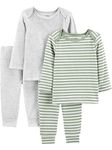 Simple Joys by Carter's Baby Boy's 4-Piece Textured Set Sweater, Green Stripe/Grey Heather, 18 Months