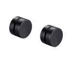 Magnetic Non Piercing 316L Stainless Steel Studs Earrings for Men and Women Pair (Black)