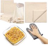 STAR WORK - Muslin Cloth for Straining Unbleached Cotton, Natural Ultra Fine Cheese Cloths for Straining Reusable, Making Cheese, Baking, Hallowmas Decoration (cheesecloth+baking dish+oven gloves)