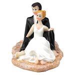 5.5 inch Playing on Summber Beach Bride and Groom Wedding Cake Topper Wedding Engagement Anniversary Bridal Shower Party Cake Decoration Figurine Keepsake