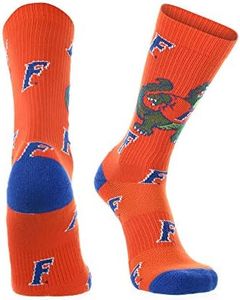 TCK Florida Gators Socks Sock Mayhem Crew (Orange/Blue/White, Large)