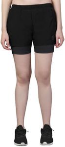 CHKOKKO Gym Shorts for Women Workout Sports Running Quick Dry Fit Double Layer Inner Compression with Pockets Lightweight Wear Black Dark Grey S