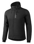 KUTOOK Cycling Jacket Running Hiking Windbreaker Softshell Coat Hooded Thermal Fleece Lined Windproof Water Resistant Black Large