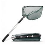 Navza Telescopic Fishing Landing Net – Foldable & Extendable 1.3M Aluminum Handle, Lightweight & Portable Fish/Bird Catch Net (Silver Pole, Green Mesh)