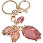 iAccessories Sparkling Rhinestones Rose Flower Key Ring | Keychain Charm for Girls Bags, Wallets and Luggage - Pink