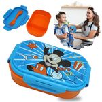 Children's Lunchbox with Cutlery, Mickey Mouse Lunchbox Made of BPA Free Plastic, Dishwasher Safe Sandwich Box for Kids, Travel Back to School, Size-20cm