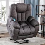 BTM Electric Power Lift Chair Recliner Sofa for Elderly with Vibration Massage and Lumbar Heat, 2 Side Pockets, USB Ports