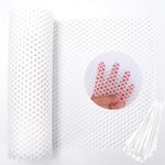 Chicken Wire Mesh Roll Hexagonal Poultry Breeding Netting 11.81IN x 10FT Plastic Garden Net, Temporary Fencing with 25Pcs Fixed Straps for Yard DIY Craft