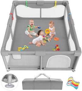 Sarr Klith Laufstall Baby 150 X 180cm, Laufgitter Baby mit Saugnäpfen, Indoor/Outdoor Laufgitter mit Atmungsaktivem Netz, Keine Spielmatte, Große Sicherheitsspielplatz mit Einfacher Montage/Demontage