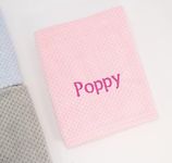 Lobeko Personalised Baby Blanket with Name Baby Girl Gifts Soft Waffle Fleece Baby Blanket Newborn Blanket Baby Girl Blanket Pink Baby Blanket Newborn Baby Girl Gifts (Pink)