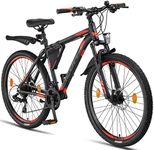 Licorne Bike Effect Premium Mountain Bike in 26 Inch Aluminium, Bicycle for Boys, Girls, Men and Women - 21 Speed Gears - Disc Brake Men's Bike - Black/Orange (2 x Disc Brakes)