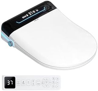 MEJE #001U-Electric Smart Bidet Seat for Elongated Toilets with Remote Control Temperature Display Heated Toilet Seat,Auto Open and Close,Warm Air Dryer and Temp Controlled Wash Functions 220V (White)