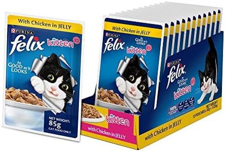 Purina Felix® As Good As It Looks Wet Food for Kittens|Complete and Balanced Kitten Food |Chicken Flavour|Pack of 12 Pouches (12 x 85 g)