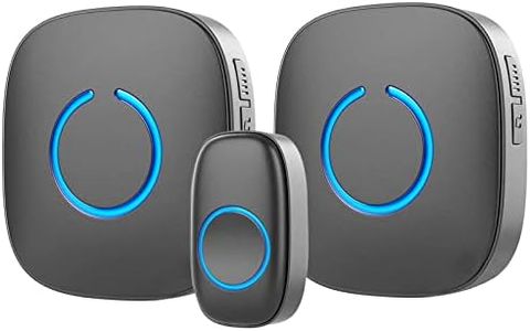 SadoTech Wireless Doorbell for Home - Battery Operated, 1000 Feet, Wireless Door Bell w/LED Flash, 1 push button + 2 receiver, Matte Black