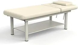 Heavy Duty Professional Stationary Massage Bed Wide Massage Table with Backrest for Treatment Physical Therapy Spa Facial Bed, Metal Frame PU Leather Segmented Structure