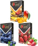 Tanya Hookah Shisha Flavors, Tobacco & Nicotine Free, Fruit Variety Pack, 50-Gram (Pack of 3) Strawberry, Blueberry & Mango.