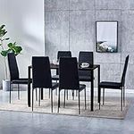 7 Piece Modern Black Dining Table a