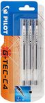 Pilot G - Tec C4 Gel Microtip Rollerball Pen, 0.4 mm Tip - Black, Pack of 3