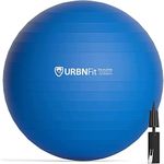 URBNFit Exercise Ball - Workout Gear for Fitness, Exercise, Home Gym, Stability, Balance and Pilates - Anti Burst Design - Includes Pump - Blue, 55cm