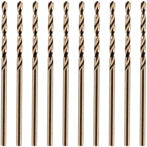 Rennie Tools - Box of 10 x 1.6mm (1/16") HSS Gold Cobalt Jobber Drill Bit Set For Stainless Steel, Hard Metals, Aluminium, Cast Iron, Copper. Twist Drill Bit Sets In A Box. 1.6mm Drill Bit Set