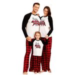 PATPAT Family Pajamas Matching Christmas Pjs Set with Bear Printed Tee and Plaid Pants Loungewear for Family Baby 3-6M