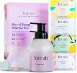 FOMIN Hand Soap Starter Kit - 6 Variety Pack of Foaming Hand Soap Refills + 1 Glass Dispenser - Eco-Friendly Foaming Hand Soap Tablets for All Skin Types - Makes 48 fl oz Soap