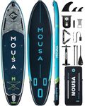 MOUSA 11'6"×34" Extra Wide Inflatable Stand Up Paddle Board, Stable Long SUP for 2 People/Family, Shoulder Strap, 5 Handles, 100L Backpack, All-Round Sup Board, 3 Removeable Fin