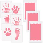 Nabance Inkless Hand & Footprint Kit, 3 Pink Baby Handprint Ink Pads with Clean-Touch, 6 Imprint Cards, Pet Paw Print, Baby Ink Imprint Kits Safe Non-Toxic, Pawprint Kit, Family Keepsake - Pink