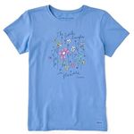 Life is Good Women's Earth Laughs in Wildflowers Short Sleeve Crusher Tee (X-Large, Cornflower Blue)